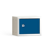 Box na osobní věci CUBE, 150x200x150 mm, šedá/modré dveře