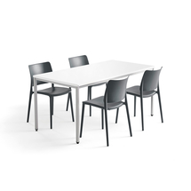 Jídelní sestava Modulus + Rio, 1 stůl 1600x800 mm + 4 antracitové židle