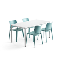 Jídelní sestava Modulus + Rio, 1 stůl 1600x800 mm + 4 tyrkysové židle