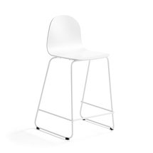 Barová židle GANDER, výška sedáku 630 mm, lakovaná skořepina, bílá