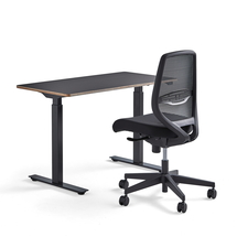Nábytková sestava NOVUS + MARLOW, 1 černý stůl a 1 kancelářská židle