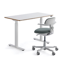 Nábytková sestava NOVUS + NEWBURY, 1 stůl a 1 kancelářská židle, bílá/zelená
