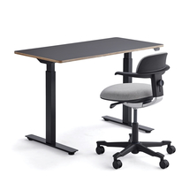 Nábytková sestava NOVUS + NEWBURY, 1 stůl a 1 kancelářská židle, černá/šedá