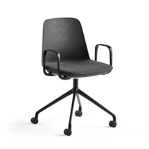 Židle LANGFORD, kolečková, černá/antracitově šedá