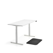 Sestava QBUS + STAND, výškově nastavitelný stůl, bílý + ergonomická podložka