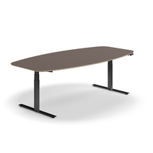 Jednací stůl AUDREY, výškově nastavitelný, 2400x1200 mm, černá podnož, šedohnědá deska
