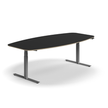 Jednací stůl AUDREY, výškově nastavitelný, 2400x1200 mm, stříbrná podnož, tmavě šedá deska