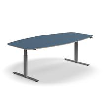 Jednací stůl AUDREY, výškově nastavitelný, 2400x1200 mm, stříbrná podnož, šedomodrá deska
