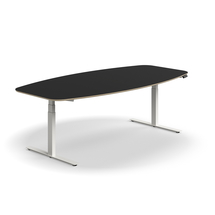Jednací stůl AUDREY, výškově nastavitelný, 2400x1200 mm, bílá podnož, tmavě šedá deska