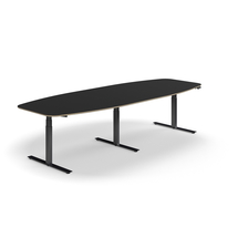 Jednací stůl AUDREY, výškově nastavitelný, 3200x1200 mm, černá podnož, tmavě šedá deska