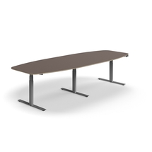 Jednací stůl AUDREY, výškově nastavitelný, 3200x1200 mm, stříbrná podnož, šedohnědá deska