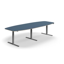 Jednací stůl AUDREY, výškově nastavitelný, 3200x1200 mm, stříbrná podnož, šedomodrá deska