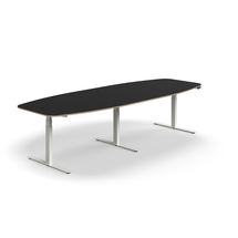 Jednací stůl AUDREY, výškově nastavitelný, 3200x1200 mm, bílá podnož, tmavě šedá deska