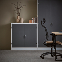 Kancelářská skříň STYLE, 1000x1000x400 mm, bílá, tmavě šedé dveře