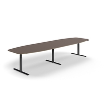 Jednací stůl AUDREY, výškově nastavitelný, 4000x1200 mm, černá podnož, šedohnědá deska