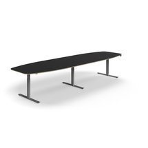 Jednací stůl AUDREY, výškově nastavitelný, 4000x1200 mm, stříbrná podnož, tmavě šedá deska
