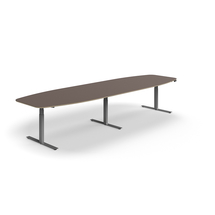 Jednací stůl AUDREY, výškově nastavitelný, 4000x1200 mm, stříbrná podnož, šedohnědá deska