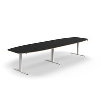 Jednací stůl AUDREY, výškově nastavitelný, 4000x1200 mm, bílá podnož, tmavě šedá deska