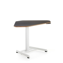 Výškově nastavitelný stůl NOVUS, rohový, 1200x750 mm, bílá podnož, černá