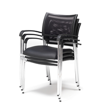 Konferenční židle TORONTO, černá koženka, černá síťovina, chrom
