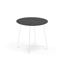 Konferenční stolek IRIS, Ø500 mm, bílá, černá deska