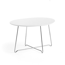 Konferenční stolek IRIS, oválný, 870x670 mm, chrom, bílá deska