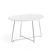 Konferenční stolek IRIS, oválný, 870x670 mm, chrom, bílá deska