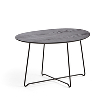 Konferenční stolek IRIS, oválný, 870x670 mm, černá, černý dub
