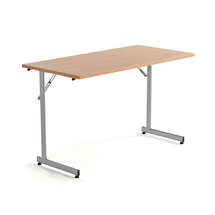 Skládací stůl CLAIRE, 1200x600 mm, buk, hliníkově šedá