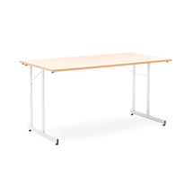 Skládací stůl CLAIRE, 1400x700 mm, buk, hliníkově šedá