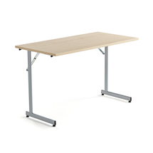 Skládací stůl CLAIRE, 1200x600 mm, bříza, hliníkově šedá