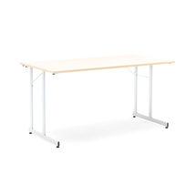 Skládací stůl CLAIRE, 1400x700 mm, bříza, hliníkově šedá