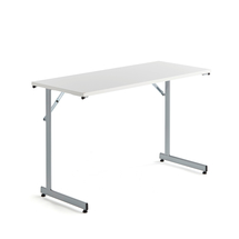 Skládací stůl CLAIRE, 1200x500 mm, bílá, hliníkově šedá