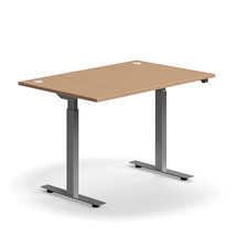 Výškově nastavitelný stůl FLEXUS, 1200x800 mm, stříbrná podnož, buk