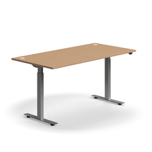 Výškově nastavitelný stůl FLEXUS, 1600x800 mm, stříbrná podnož, buk
