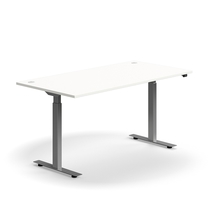 Výškově nastavitelný stůl FLEXUS, 1600x800 mm, stříbrná podnož, bílá