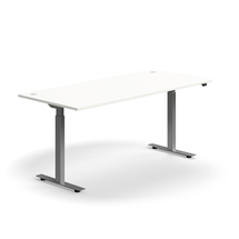 Výškově nastavitelný stůl FLEXUS, 1800x800 mm, stříbrná podnož, bílá