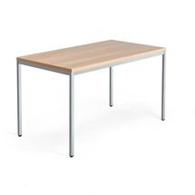 Psací stůl QBUS, 4 nohy, 1400x800 mm, stříbrný rám, dub