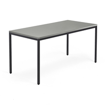 Psací stůl QBUS, 4 nohy, 1600x800 mm, černý rám, světle šedá