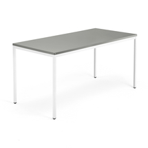 Psací stůl QBUS, 4 nohy, 1600x800 mm, bílý rám, světle šedá