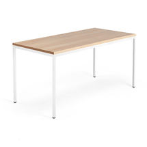 Psací stůl QBUS, 4 nohy, 1600x800 mm, bílý rám, dub