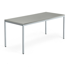Psací stůl QBUS, 4 nohy, 1800x800 mm, stříbrný rám, světle šedá