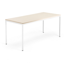 Psací stůl QBUS, 4 nohy, 1800x800 mm, bílý rám, bříza