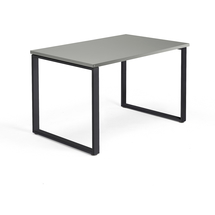 Psací stůl QBUS, O-podnož, 1200x800 mm, černý rám, světle šedá