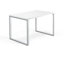 Psací stůl QBUS, O-podnož, 1200x800 mm, stříbrný rám, bílá