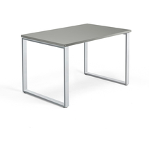 Psací stůl QBUS, O-podnož, 1200x800 mm, stříbrný rám, světle šedá