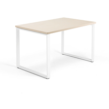 Psací stůl QBUS, O-podnož, 1200x800 mm, bílý rám, bříza