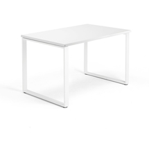 Psací stůl QBUS, O-podnož, 1200x800 mm, bílý rám, bílá