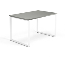 Psací stůl QBUS, O-podnož, 1200x800 mm, bílý rám, světle šedá