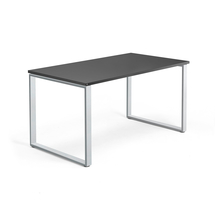 Psací stůl QBUS, O-podnož, 1400x800 mm, stříbrný rám, černá